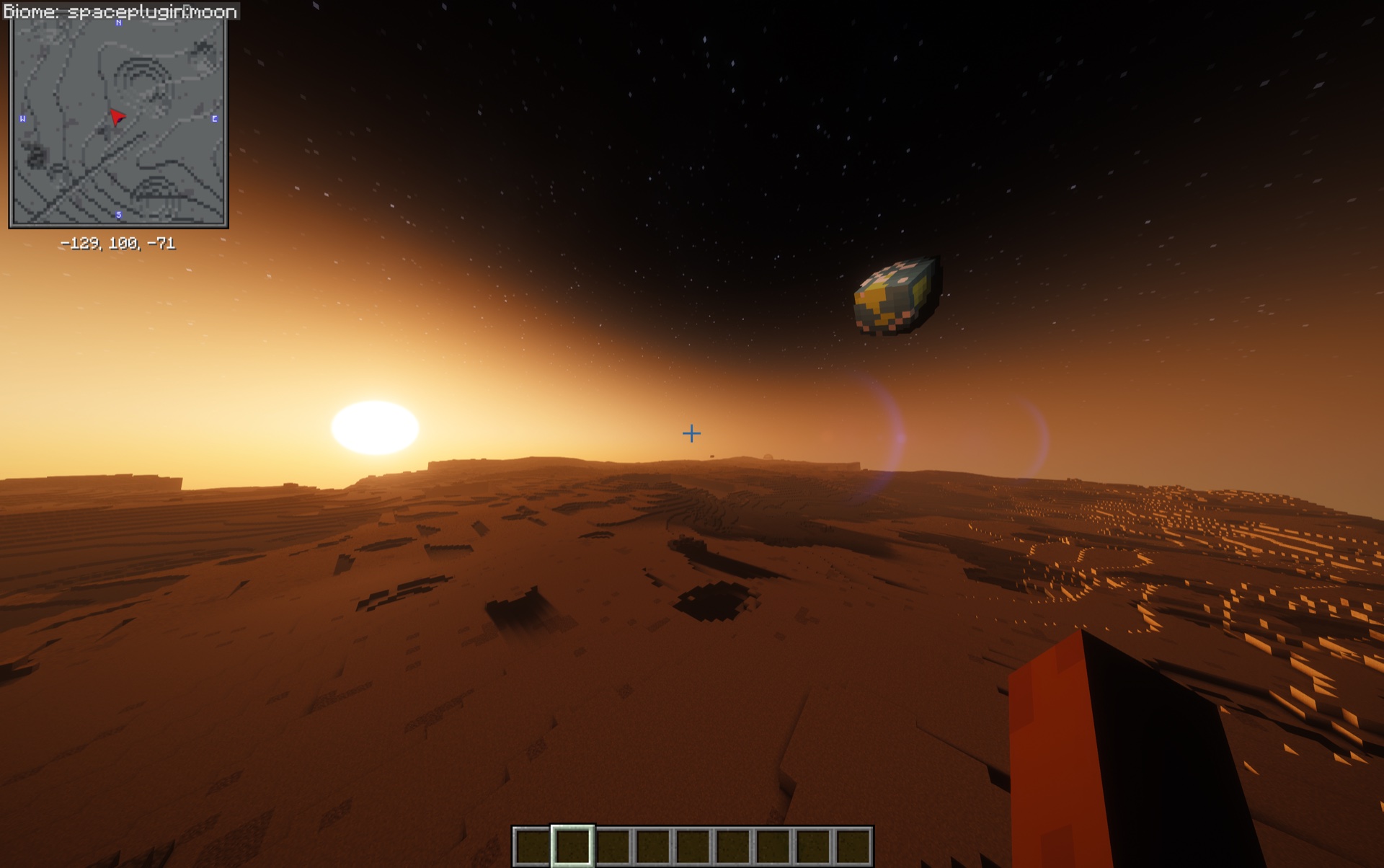 Earth visible above the generated lunar landscape