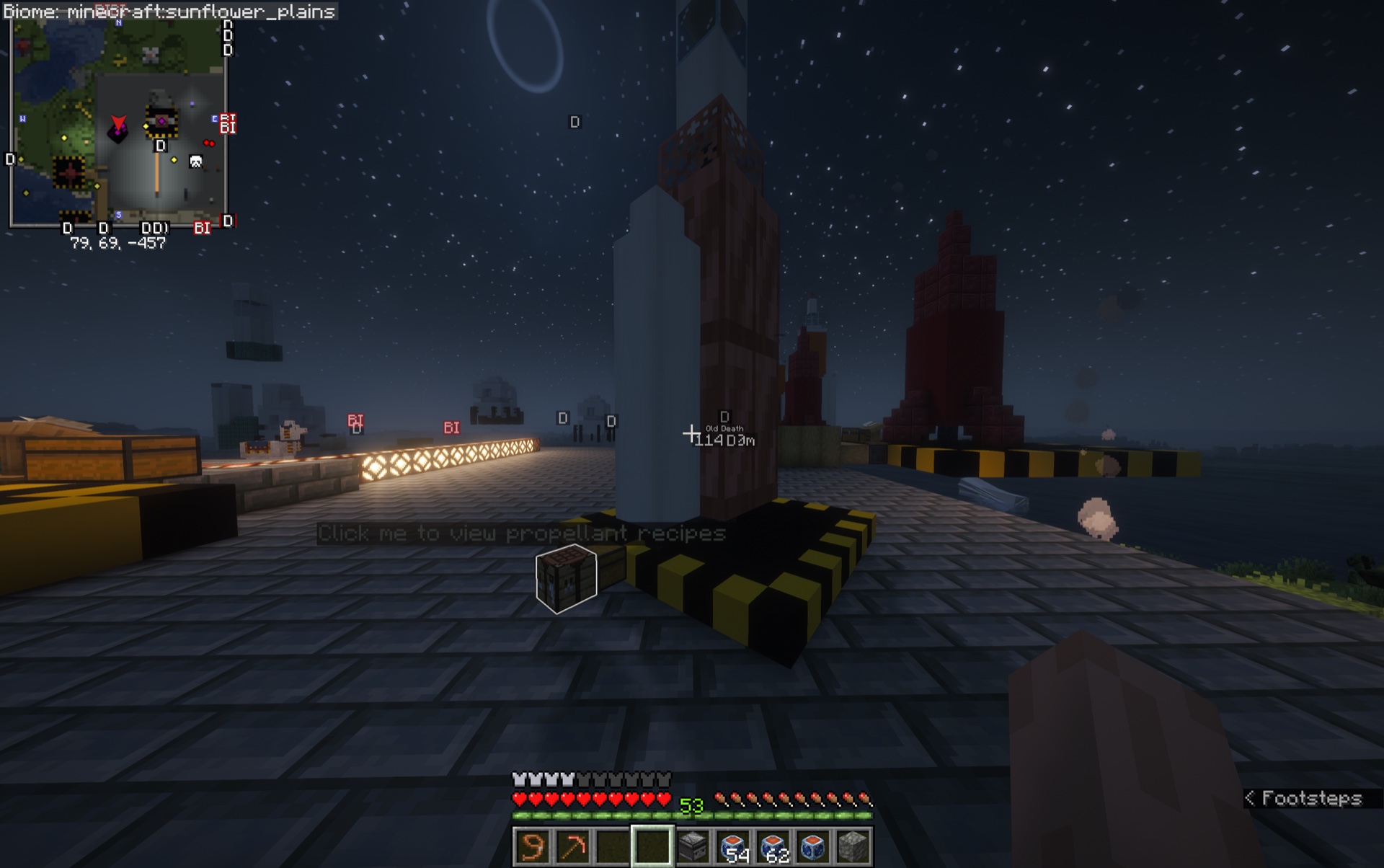 The Launch Site tutorial prompting the player to open propellant recipes