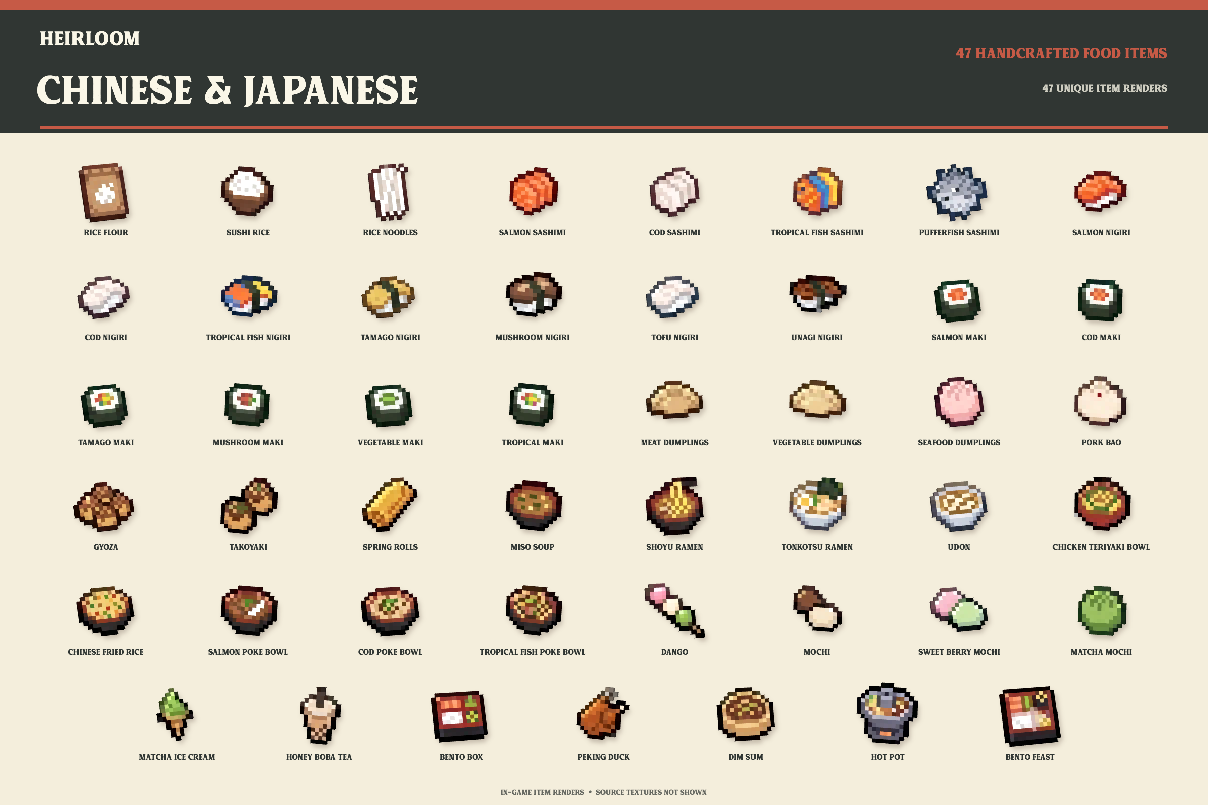 Heirloom Asian Food Pack protected catalog preview; source textures are not published.
