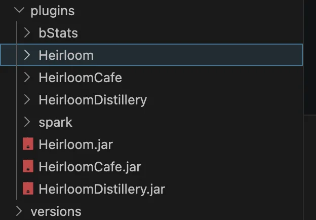 Heirloom plugin and addon folder overview