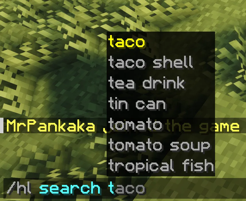 Recipe search chat output