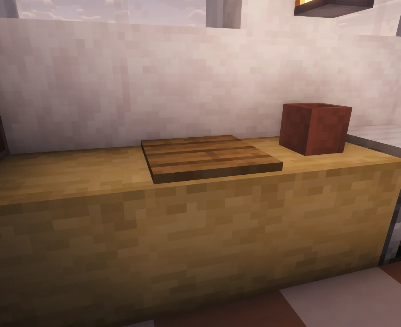 Cutting Board station built with a wooden pressure plate on stripped wood.