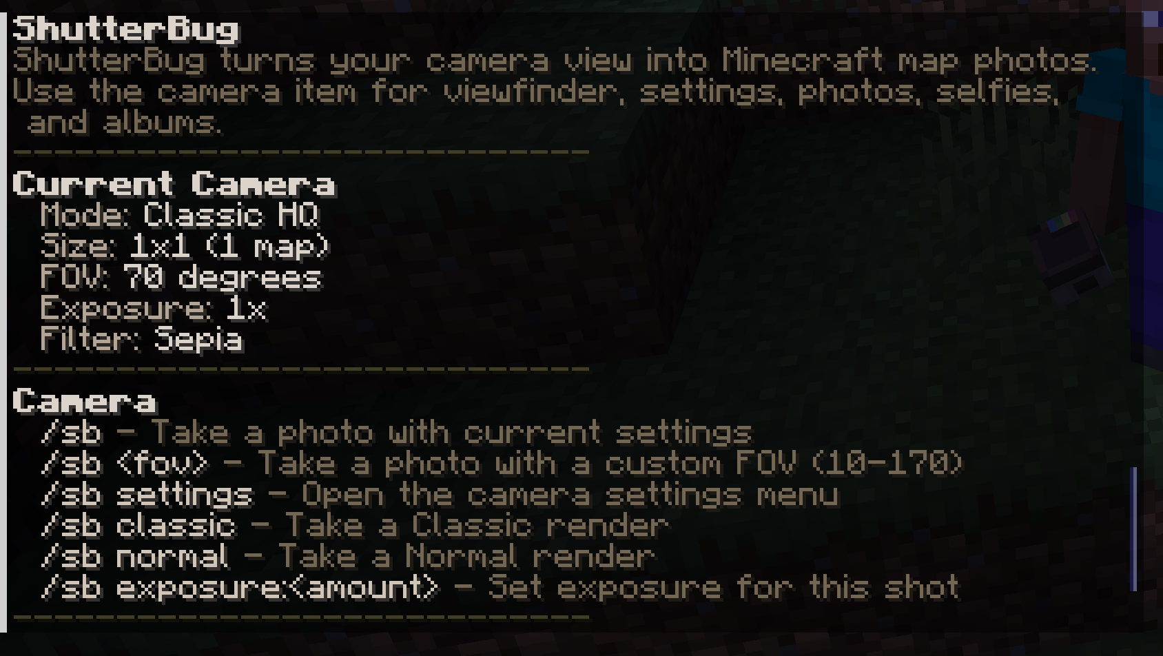 ShutterBug help command